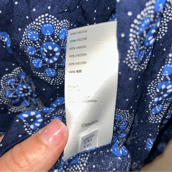 Floral Blue Women's Top Maeve Anthropologie Size 8 - Picture 8 of 12